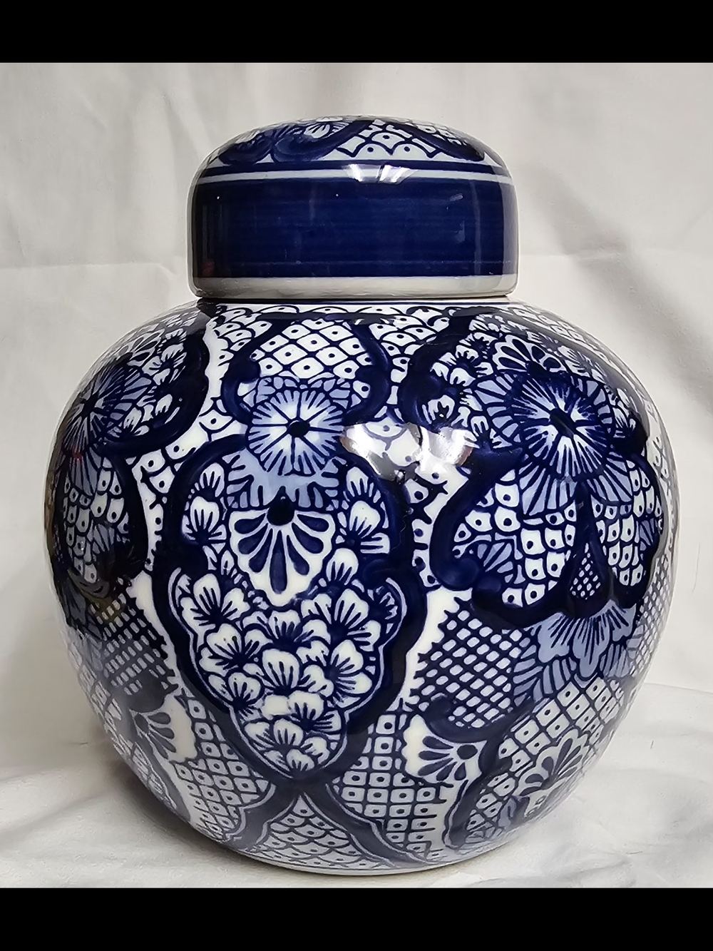 Blue and White Floral Ginger Jar - Decorative Home Art